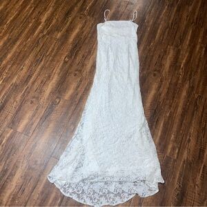 Lulu’s White Floral Lace Cami Long Wedding Dress NEW Medium